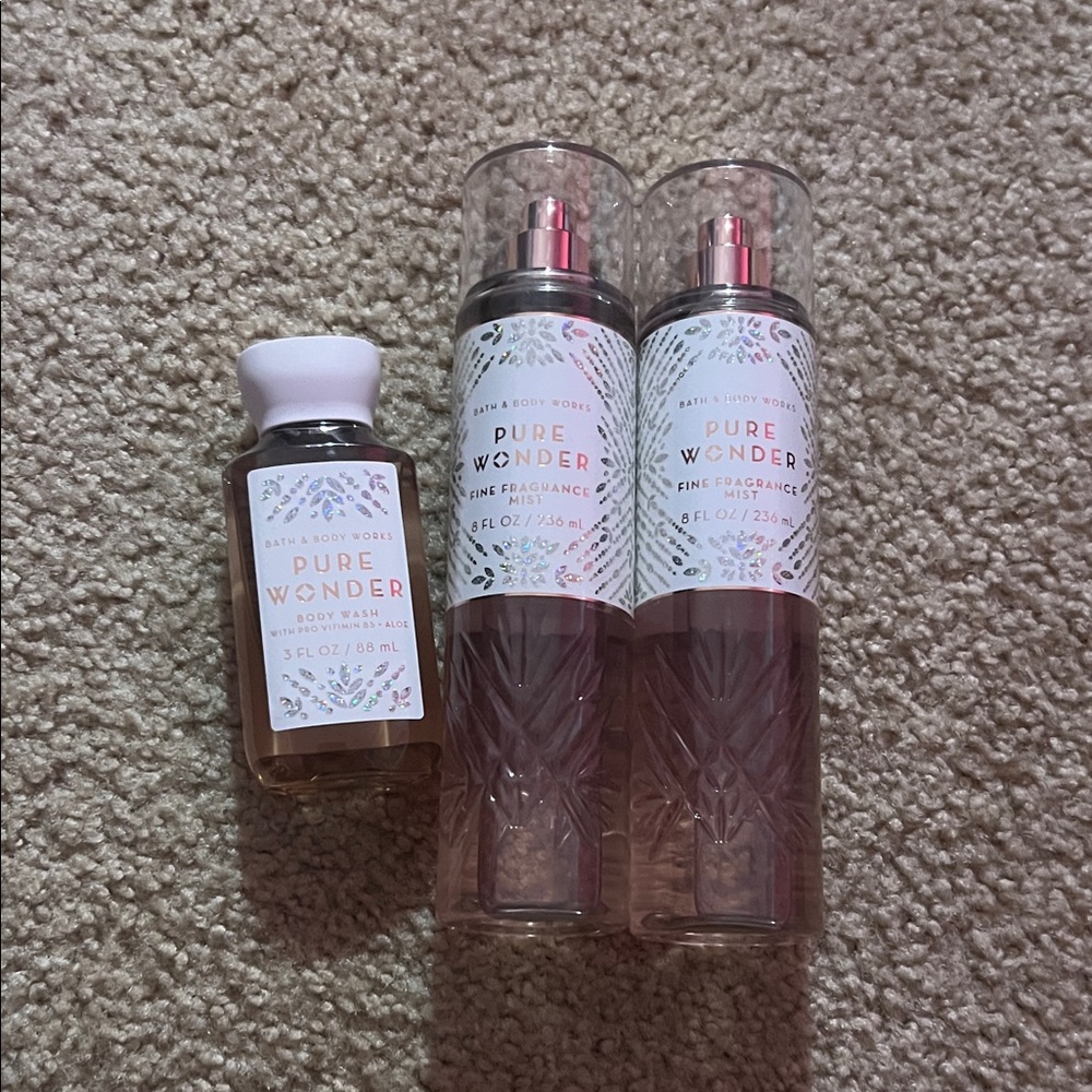 Bath & Body Works Pure Wonder Body Wash and Mist Set - Pink and White